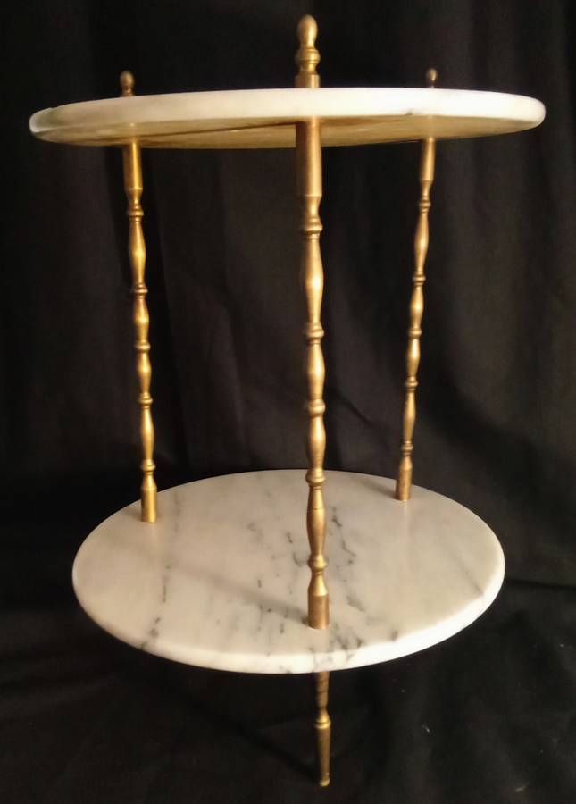 VINTAGE BRASS & MARBLE TABLE 2 TIER  NR.2