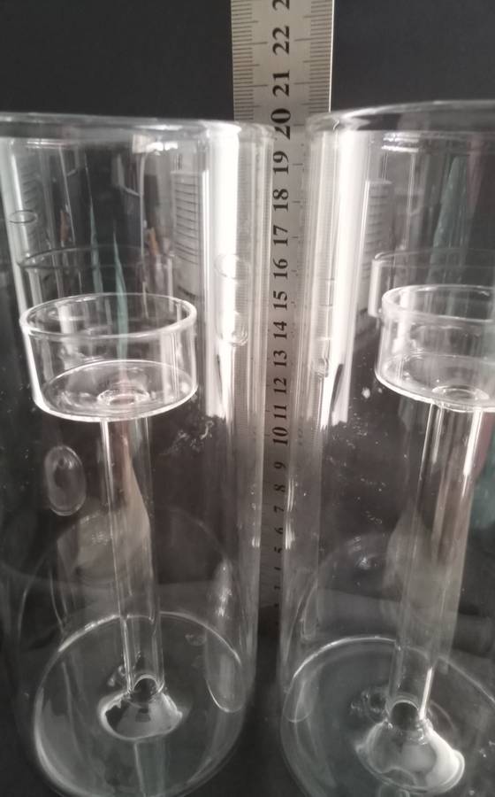 Two glass candle holders
