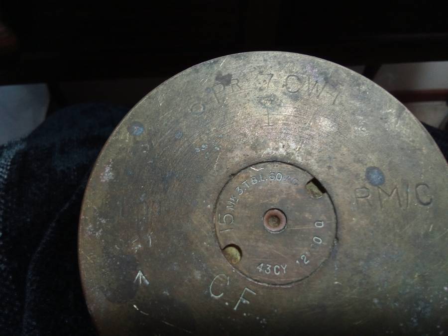 Solid brass Vintage artillery shell 1934