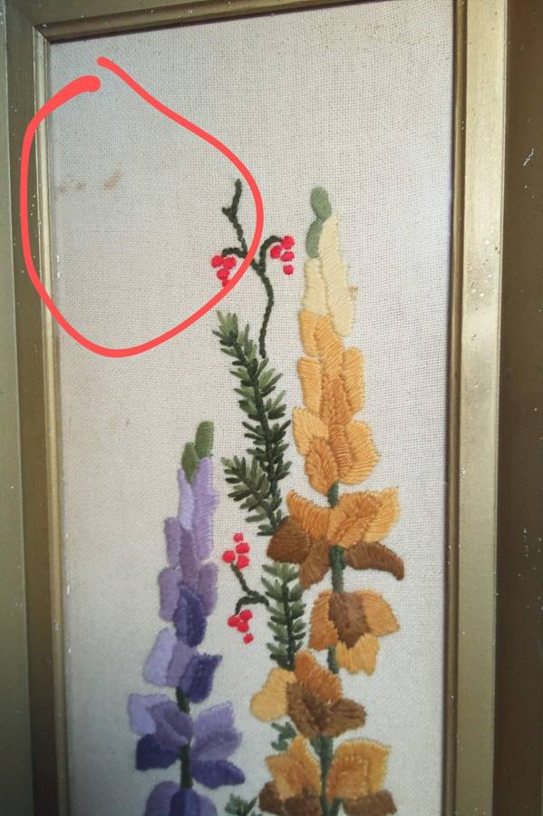Exquisite vintage framed embroidery