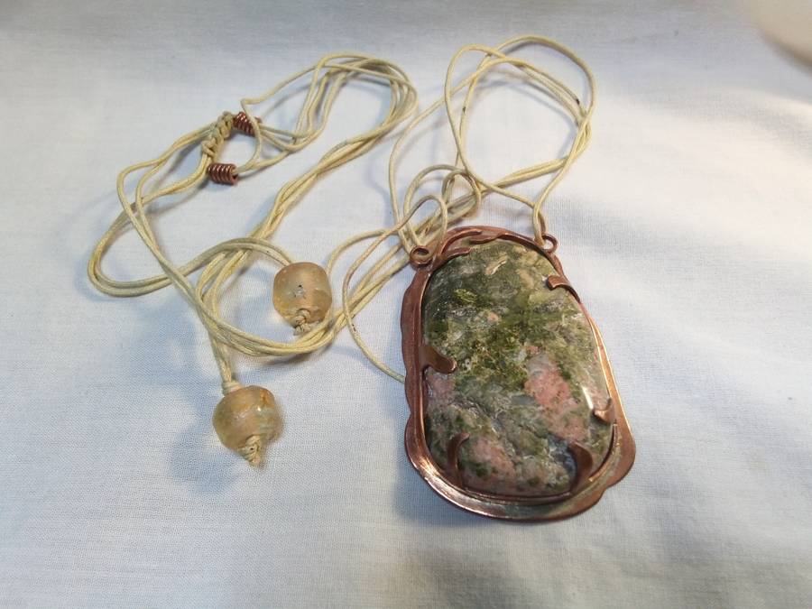 Stunning bulky hand made Unakite pendant