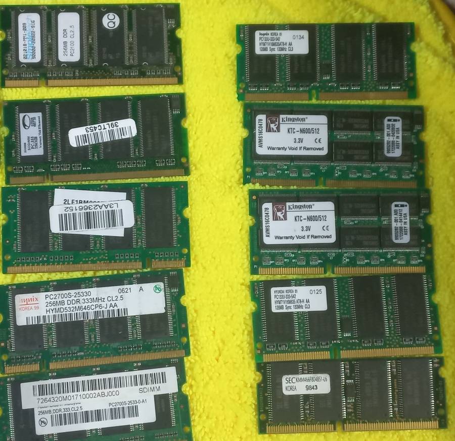 Joblot, PC Rams desktop and notebook, network cards for notebooks and other