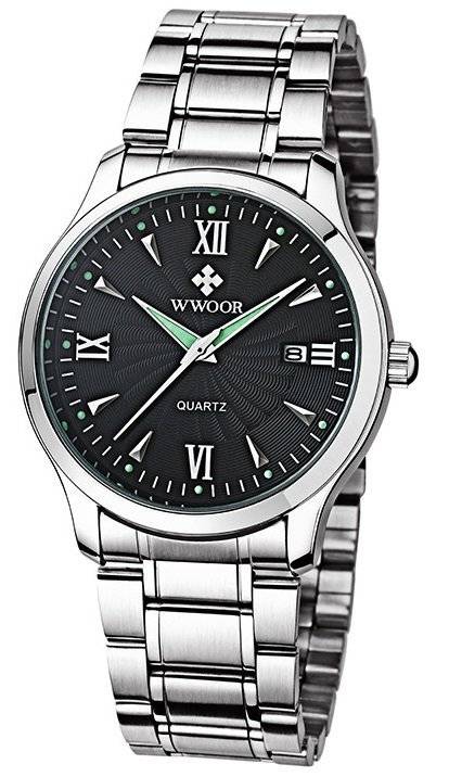 WWOOR * Mens Date Stainless Steel Watch/ Box Included