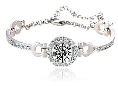 SPARKLING white gold plated Simulated Diamond- Huge 3.5ct solitaire Engagement tennis bracelet
