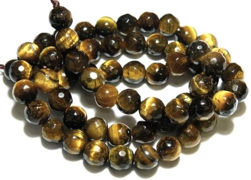FACETED TIGER EYE BEAD STRING
