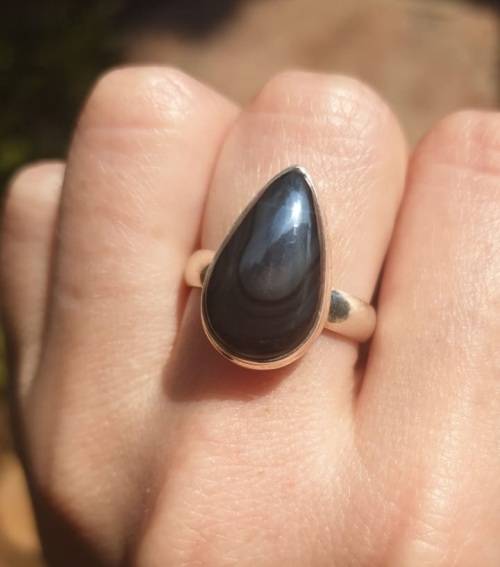 PSILOMELANE STONE RING - SET IN  925 SILVER