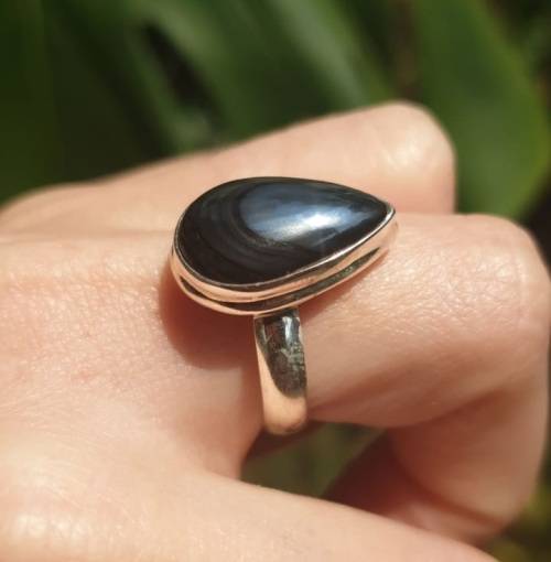 PSILOMELANE STONE RING - SET IN  925 SILVER