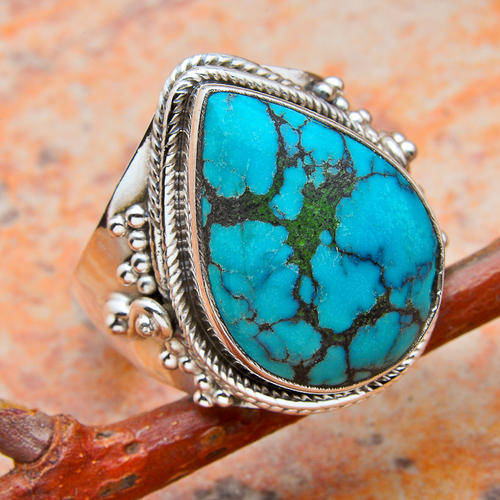 UNIQUE, EXOTIC Blue COPPER TURQUOISE Ring!