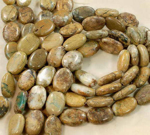 DAZZLING Genuine LANDSCAPE JASPER  gemstone beads!