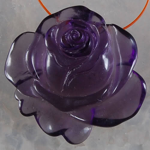 Truly STUNNING Carved AMETHYST Flower Pendant bead !