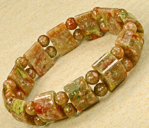 "Ah" !!  Genuine AUTUMN JASPER gemstone Stretch Bracelet!