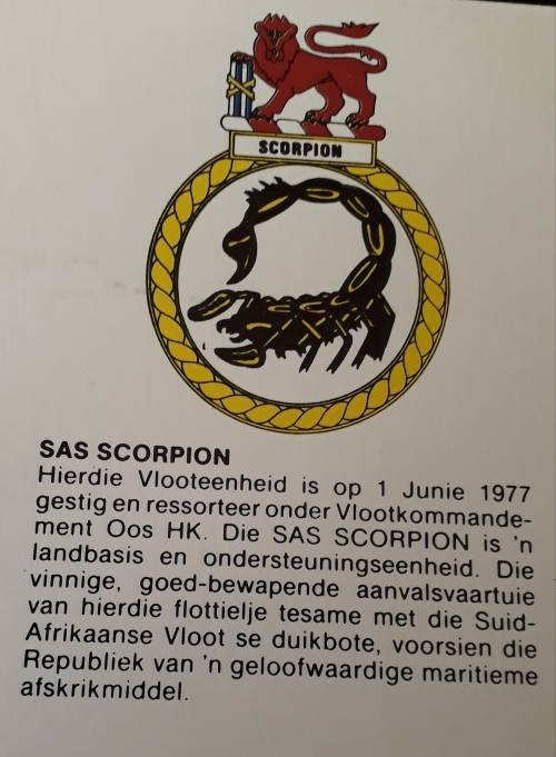 S A Navy SAS Scorpion Sports Coin and info card.