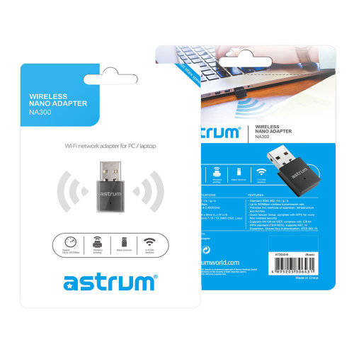 Astrum 300Mbps Nano Wi-fi Network Adapter for PC/Laptop - NA300