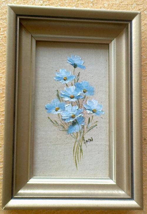 BEAUTIFUL ORIGINAL PAINTINGS BY ANN-- VERY SMALL - BLUE