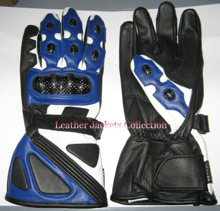 Suzuki Blue Motorcycle Biker Leather Gloves