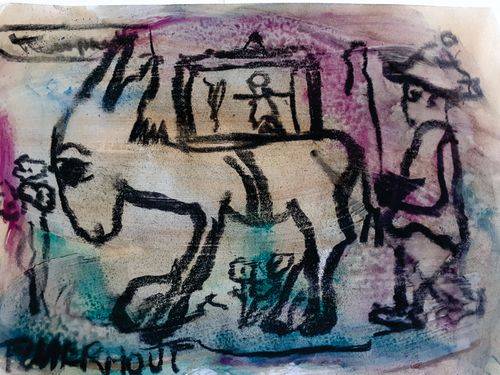 FRANS CLAERHOUT - Donkey - Mixed Media, signed and dated with COA.