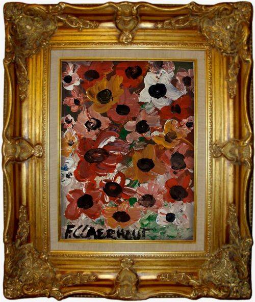 Frans Claerhout - FLOWERS - Acrylic on canvas. Signed and dated on back with COA