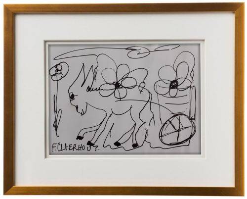 Frans Claerhout - Donkey - STUNNING! - Ink On Photo Paper, SIGNED WITH C.O.A