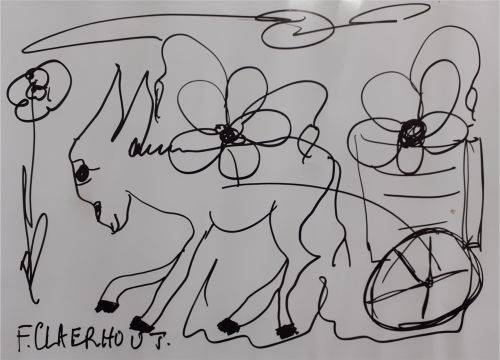 Frans Claerhout - Donkey - STUNNING! - Ink On Photo Paper, SIGNED WITH C.O.A