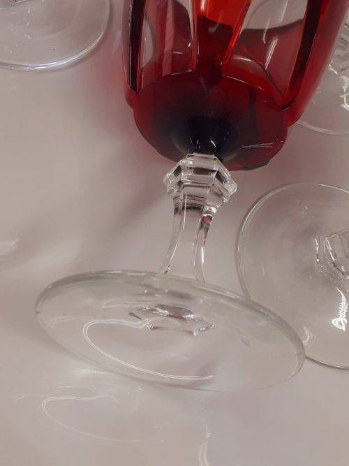 Cristal D`Arques Durand Gothic 4x Ruby Red France Cut To Clear Wine Glasses