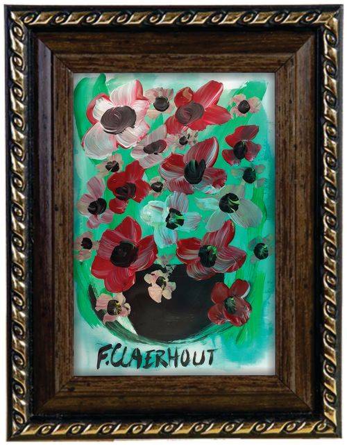 Frans Claerhout - FLOWERS - Acrylic on paper. Signed and dated on back with COA