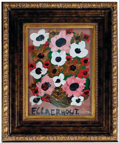 Frans Claerhout - FLOWERS - Oil and Acrylic on board, come with COA