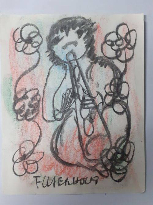 MAKE AN OFFER!! Frans Claerhout - Flute Player - Pastel - Signed and dated, COA included!!!