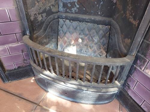 Antique Cast Iron Fireplace With Wooden Mantle Piece