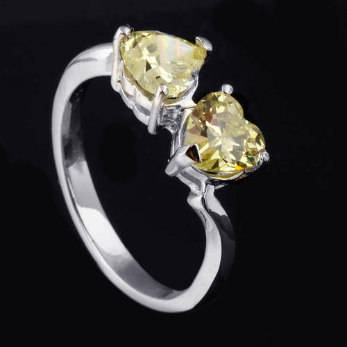 1.60ct Double Yellow Citrine (white gold plate) 925 Sterling Silver Ring. Stylish