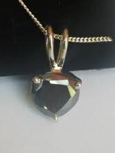 4.27ct Certified Black Diamond Sterling Silver Pendant Trillpon Cut With Chain. Free Certificate