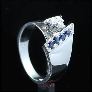 Unique Diamond & Sapphire Engagement Ring .30ct (total) Diamonds set in 10k White Solid Gold.