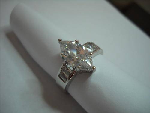 15x8mm WHITE MAQUISE CUT SAPPHIRE and CZ SIMS SET IN 14kt WHITE GOLD FILLED RING. STUNNING