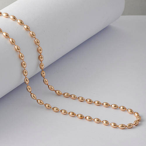 Fashion Jewelry womans 9k Yellow Gold Filled Oval Beads Link Necklace. Lovely