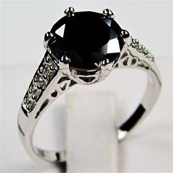 Black Sapphire Set In 10k White Gold Filled Ring. Fantastic