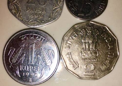 INDIA  X4,,,, SET OF 2 RUPEES,1 RUPEE 20 PAISE & 10 PAISE 1990-1999( 1 BID TAKES ALL)
