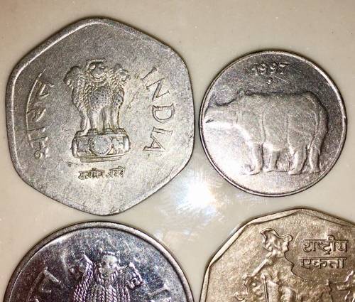 INDIA  X4,,,, SET OF 2 RUPEES,1 RUPEE 20 PAISE & 10 PAISE 1990-1999( 1 BID TAKES ALL)