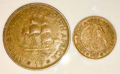 1955 1/2 PENNY & 1/4 PENNY