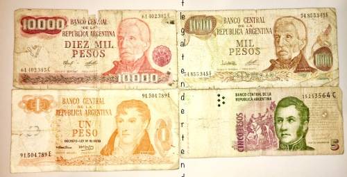 ARGENTINA SET OF 4,,,10000 PESO ,1000, 5 & 1 PESO