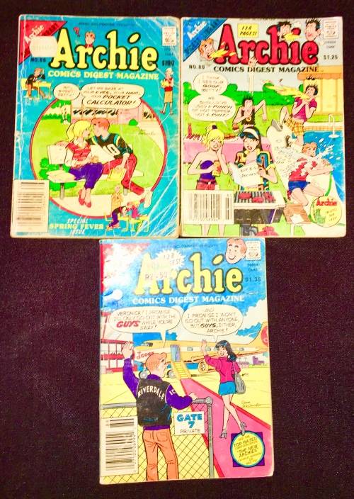 ARCHIE X3,,,,NO 66, NO 80, NO 89   1984-1988 (ARCHIE DIGEST LIBRARY)G-VG