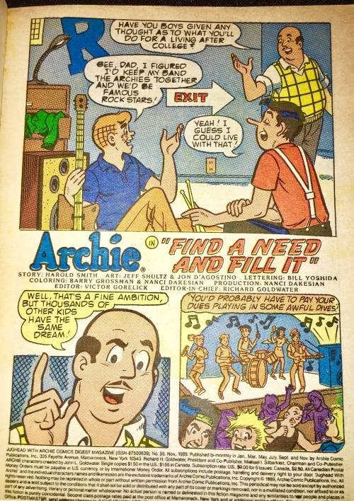 JUGHEAD & ARCHIE X3,,,,NO 95 ,NO 99, NO 104  1989 (ARCHIE DIGEST LIBRARY)G-VG