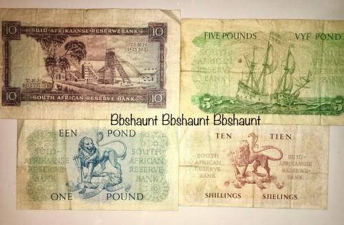 MH DE KOCK SET OF 4 X; 10 POUND, 5 POUND, 1 POUND, 10 SHILLINGS 1953 & 1959