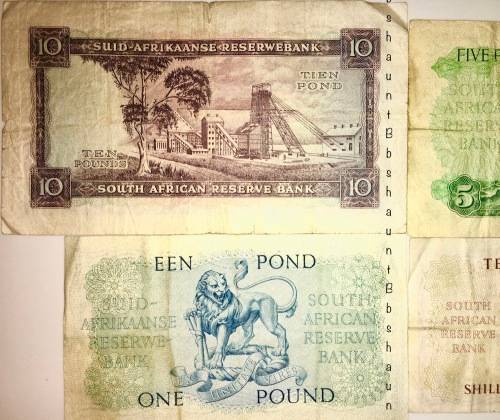MH DE KOCK SET OF 4 X; 10 POUND, 5 POUND, 1 POUND, 10 SHILLINGS 1953 & 1959