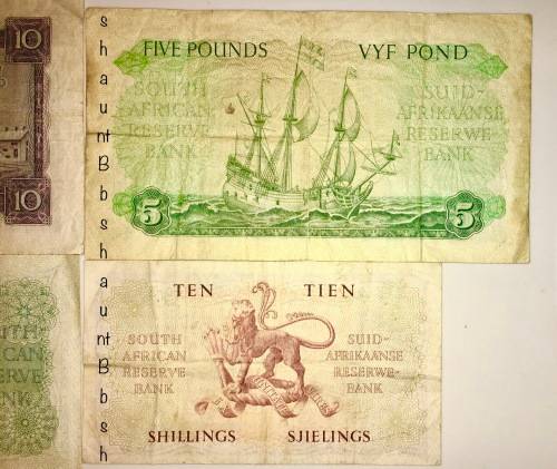 MH DE KOCK SET OF 4 X; 10 POUND, 5 POUND, 1 POUND, 10 SHILLINGS 1953 & 1959