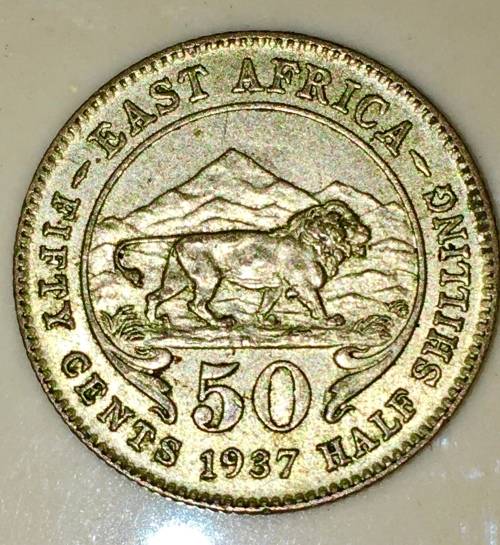 EAST AFRICA 50 CENT 1937 EXCELLENT CONDITION