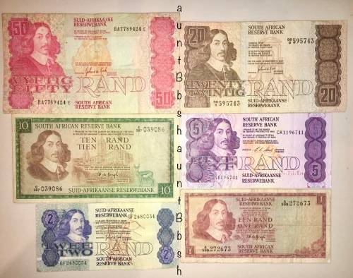 SET OF DECIMALS & VARIOUS GOV R50 TO R1,,,1967-1990s ( 1 BID TAKES ALL)