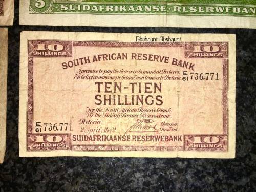 J.POSTMUS SET  10 POUND 1943 , 5 POUNDS 1941 , 1 POUND 1935 & 10 SHILLINGS 1942