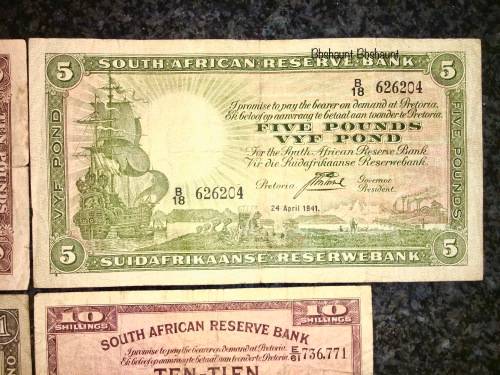 J.POSTMUS SET  10 POUND 1943 , 5 POUNDS 1941 , 1 POUND 1935 & 10 SHILLINGS 1942