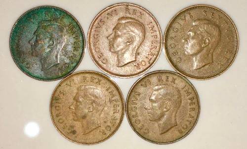 SET OF 1/4 PENNY'S 1942, 1943 , 1946 ,1947, 1948(BID PER COIN)
