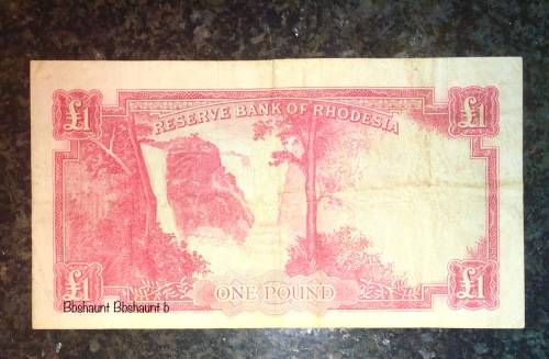 RHODESIA 1 POUND C.RHODES WATERMARK 1964 SEP 4TH SALISBURY G2