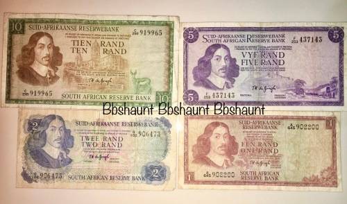 COMPLETE SET OF TW DE JONG & DECIMALS R10 TO R1 ,,, 1967 TO 1975( 1 BID TAKES ALL)